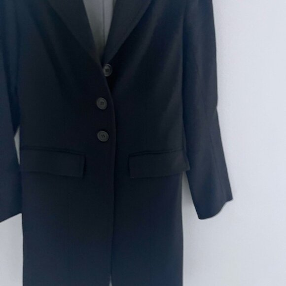tavan mitto virgin wool black trench coat size 8 - Picture 3 of 9